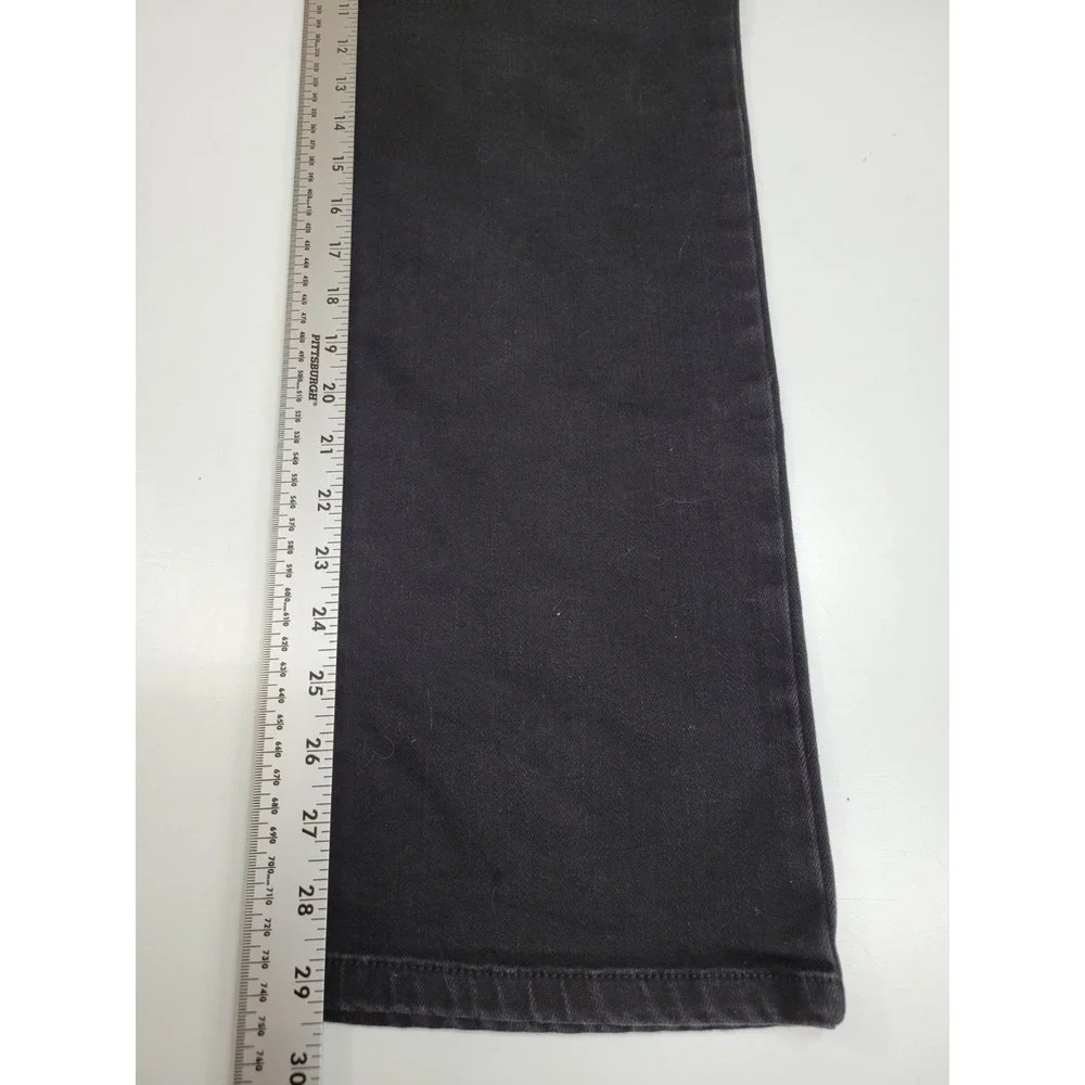 St. John's Bay Straight Leg Jeans Women's Size 16 Black Stretch Mid Rise...